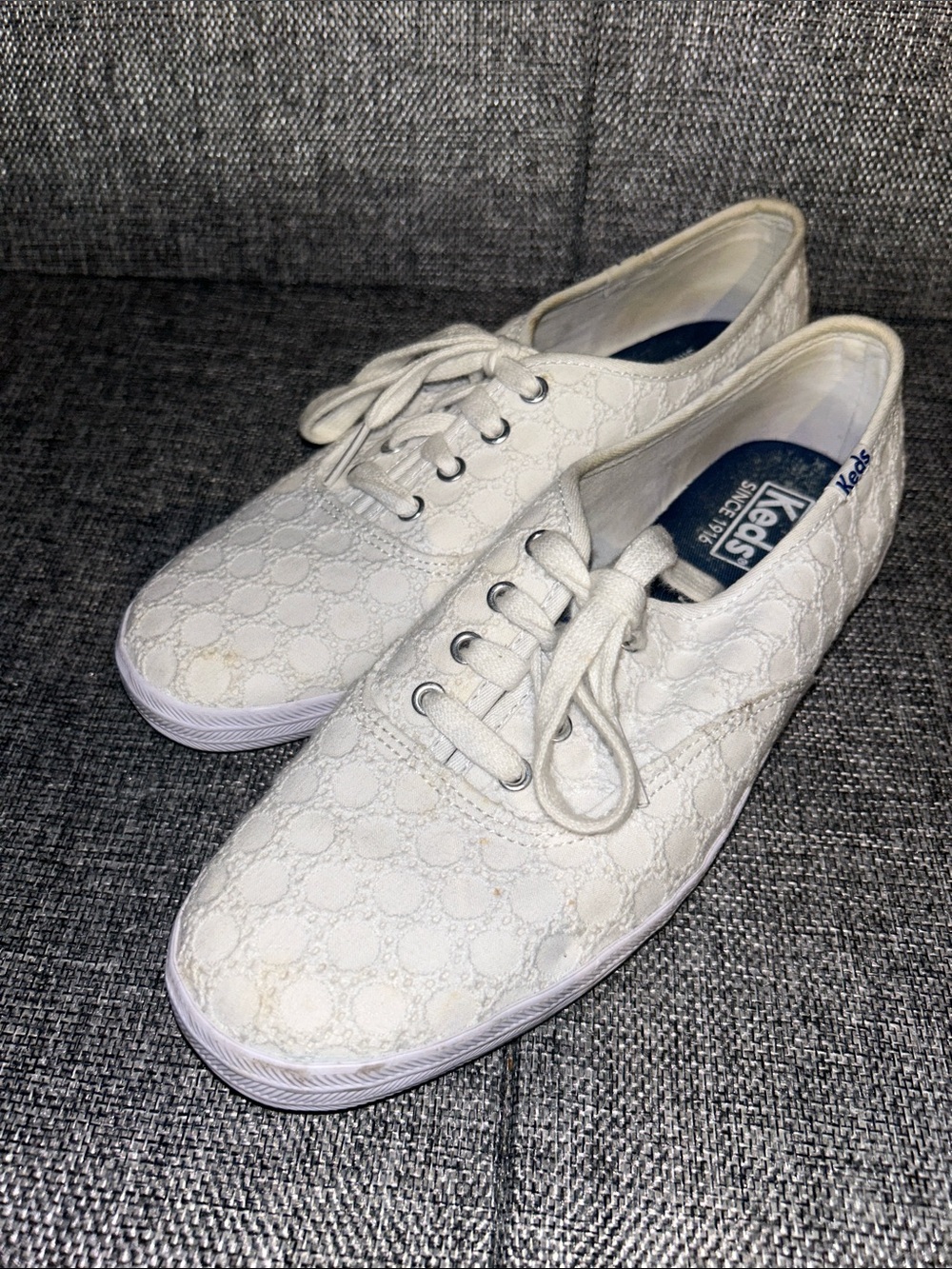 Keds White Lace-Pattern Low-Top Sneakers - Picture 2 of 8